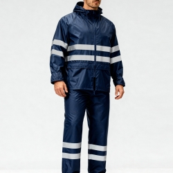 Traje Impermeable de Nailon / PVC con Bandas Reflectantes - FOR WEAR